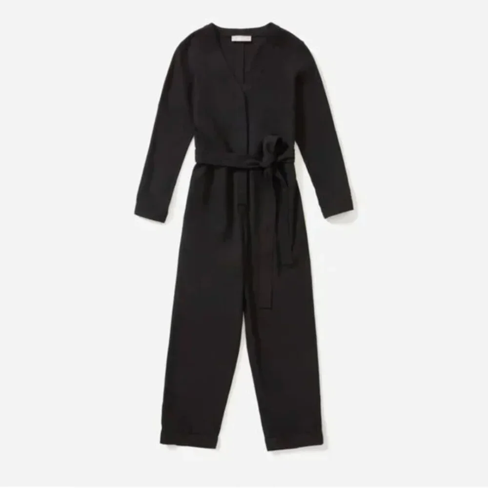 Everlane | The Drape Utility Jumpsuit Solid Black 100% Lyocell | Size 8